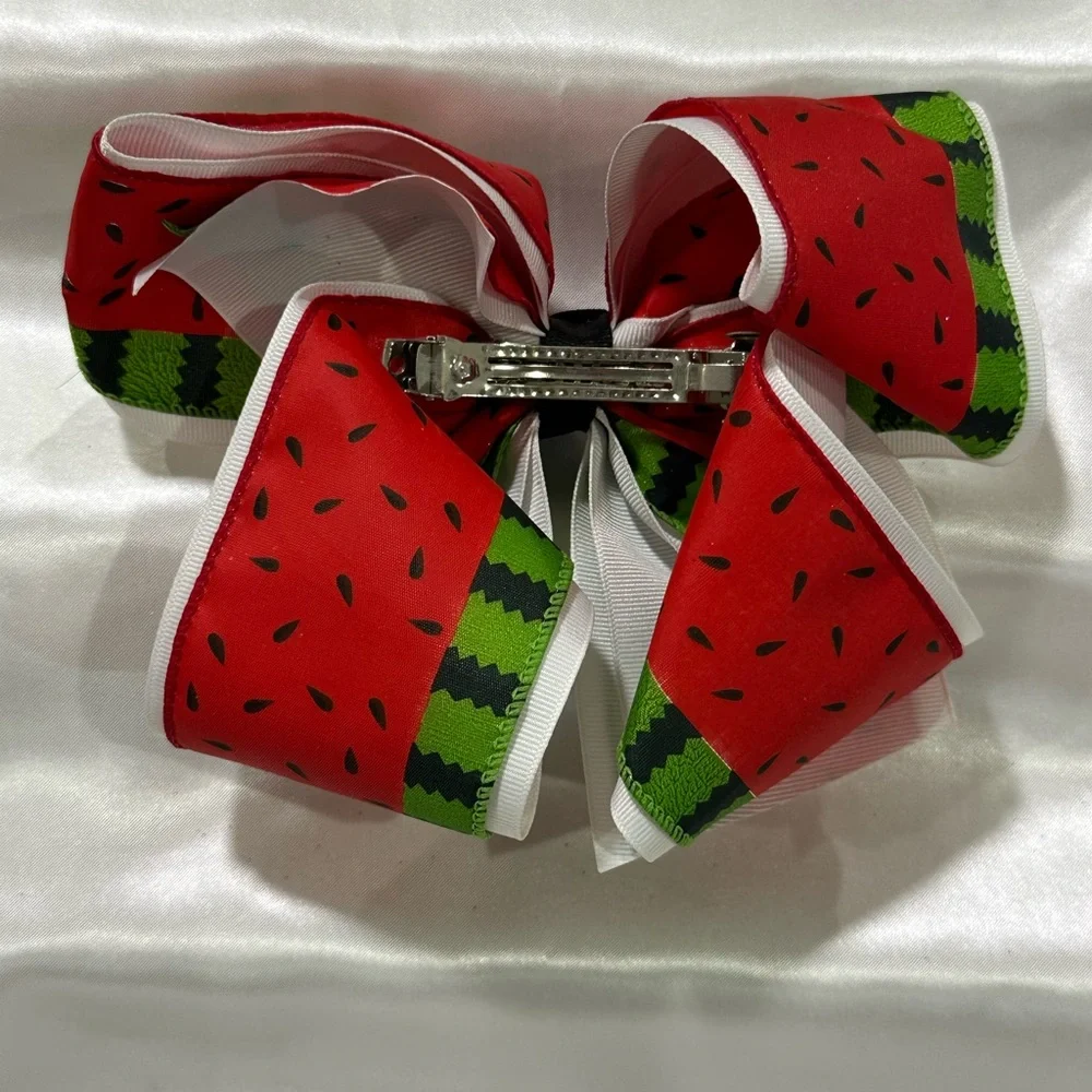 Kids Red Watermelon Print Mega Hair Bow - bundle and save on shipping.